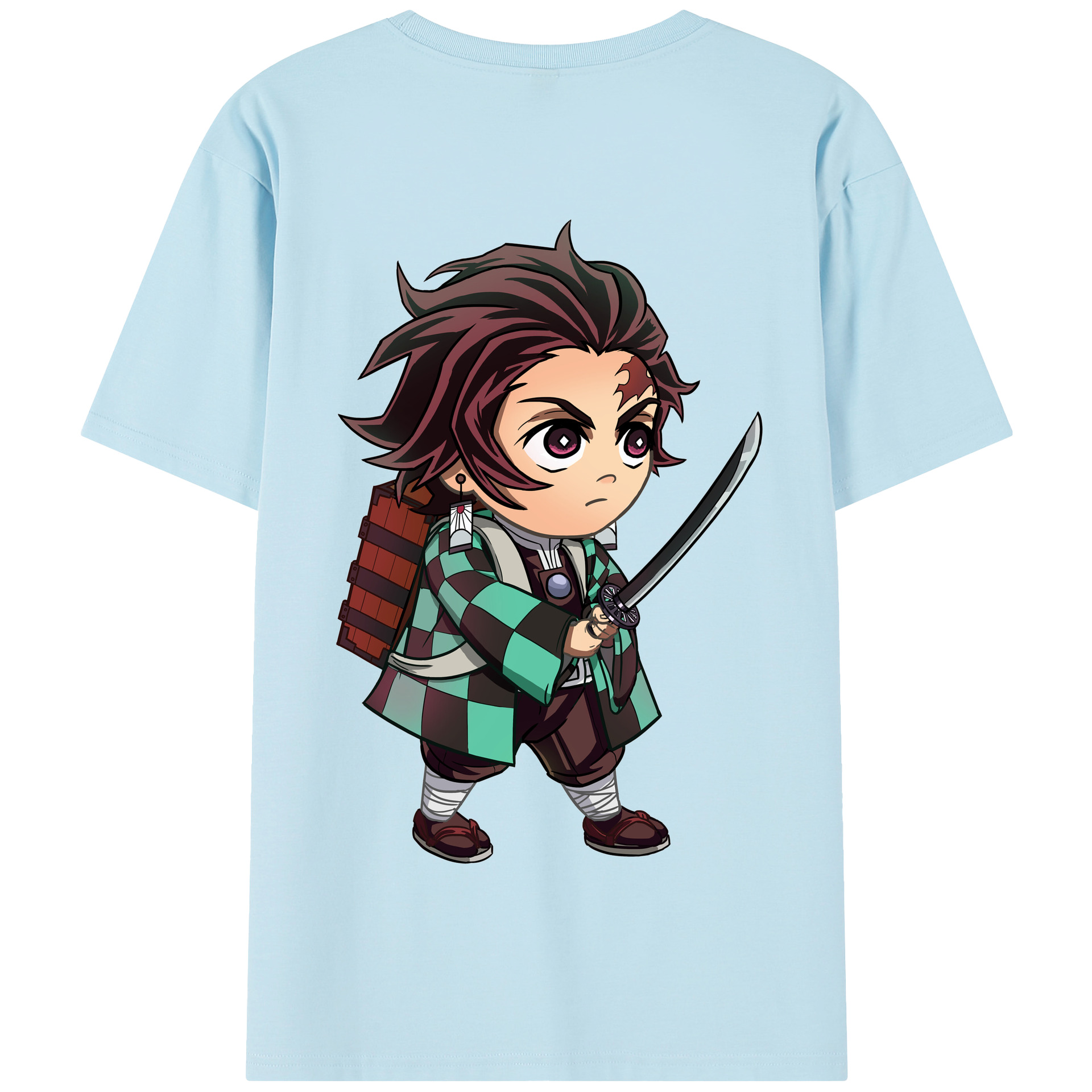 （画像用） 鬼滅の刃 竈門 炭治郎／かまど たんじろう Kamado Tanjirou 綿100％半袖Tシャツ（背面プリント）